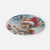 クリスマスチワホアサンタドッグ ペーパープレート (アングル)