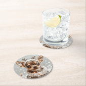 クリスマスチワホアトナディアドッグ ラウンドペーパーコースター (インサイチュ)