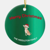クリスマスチワホアドグリーメリーティング セラミックオーナメント (正面)