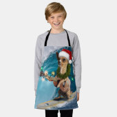 クリスマスチワワサーフィン エプロン (着用した状態)