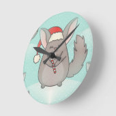 クリスマスチンチラ ラウンド壁時計 (傾斜)