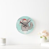 クリスマスチンチラ ラウンド壁時計 (ホーム)