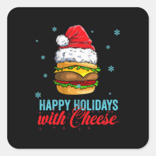 クリスマスチーズバーガーとチーズの幸せな休日 スクエアシール