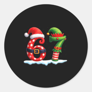 クリスマスチーム 面白い 6-7 メンバー メリークリスマス 67 六 七 ラウンドシール