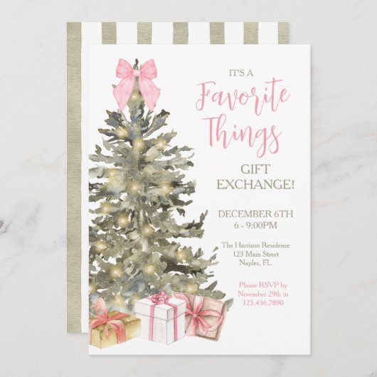 クリスマスツお気に入りのィーズギフト交換招待状 招待状 (正面/裏面)