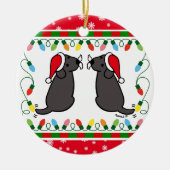 クリスマスツインブラックラブラドールサンタオーナメント セラミックオーナメント (正面)