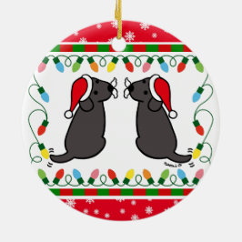 クリスマスツインブラックラブラドールサンタオーナメント セラミックオーナメント