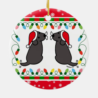 クリスマスツインブラックラブラドールサンタオーナメント セラミックオーナメント