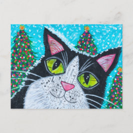 クリスマスツキシード猫 ポストカード