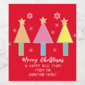 クリスマスツクールリーアパーソナライズされたート名レッド ワインラベル (シングルラベル)