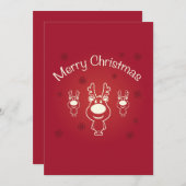 クリスマスツノのきつねパーティー招待状 招待状 (正面/裏面)