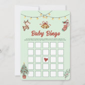 クリスマスツノの生えた鹿のパーティー 赤ちゃんビンゴゲーム カード (正面)