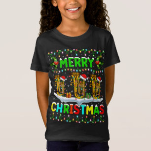 クリスマスツバ照明サンタハットメリークリスマスツバ Tシャツ