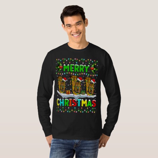 クリスマスツバ照明サンタハットメリークリスマスツバ Tシャツ (正面フル)