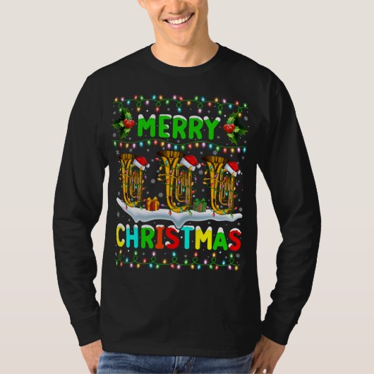 クリスマスツバ照明サンタハットメリークリスマスツバ Tシャツ (正面)