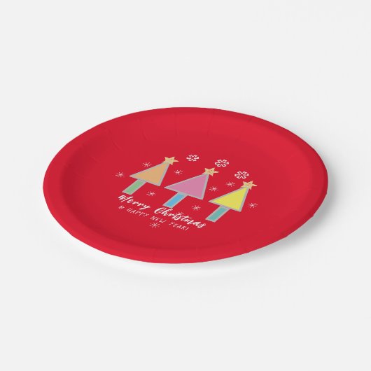 クリスマスツモダンリーポップ・アートのアートヴィンテージキュートカッコいい ペーパープレート (アングル)