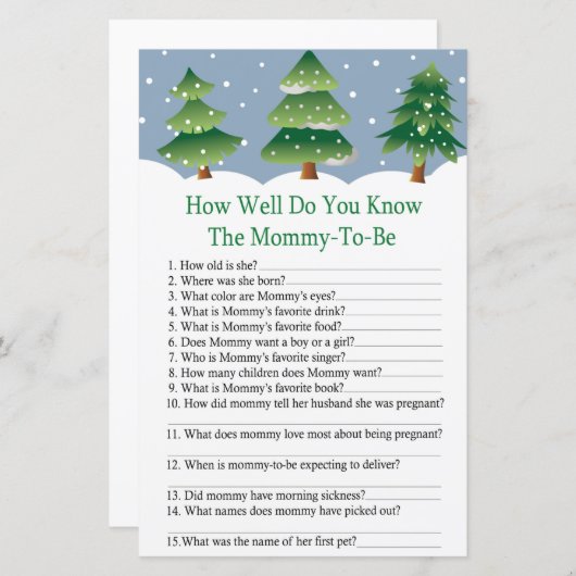 クリスマスツリーあなたがどれほど赤ちゃんシャワーを知っているか (正面/裏面)