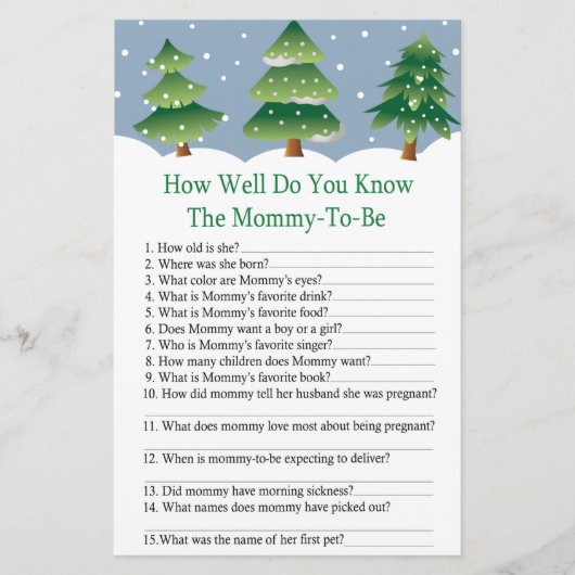 クリスマスツリーあなたがどれほど赤ちゃんシャワーを知っているか (正面)