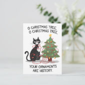 クリスマスツリーあなたのオーナメントは歴史の猫 ポストカード (スタンド正面)