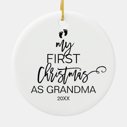 クリスマスツリーおばあちゃんの私の初めてのクリスマス セラミックオーナメント (裏面)