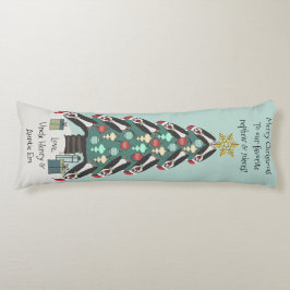 クリスマスツリーおもしろいをパーソナライズした奇妙なペンギン ボディピロー