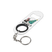 クリスマスツリーおもしろいを押している黒猫サンタ キーホルダー栓抜き (裏面アングル)