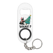 クリスマスツリーおもしろいを押している黒猫サンタ キーホルダー栓抜き (裏面)