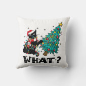 クリスマスツリーおもしろいを押している黒猫サンタ クッション (裏面)