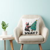 クリスマスツリーおもしろいを押している黒猫サンタ クッション (椅子)