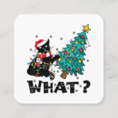 クリスマスツリーおもしろいを押している黒猫サンタ スクエア名刺 (裏面)