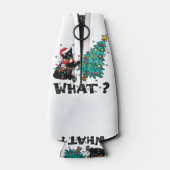 クリスマスツリーおもしろいを押している黒猫サンタ ボトルクーラー (裏面)