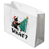 クリスマスツリーおもしろいを押している黒猫サンタ ラージペーパーバッグ (裏面アングル)