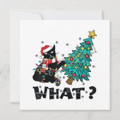 クリスマスツリーおもしろいを押している黒猫サンタ 招待状 (裏面)