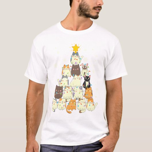 クリスマスツリーおもしろいオーナメントシークレットサンタピープS Tシャツ (正面)