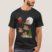 クリスマスツリーおもしろいライツサンタライディングスネーククリスマ Tシャツ (正面)
