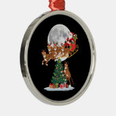 クリスマスツリーおもしろいライツサンタライディングチーター メタルオーナメント (右)