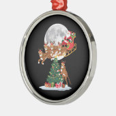 クリスマスツリーおもしろいライツサンタライディングチーター メタルオーナメント (左)