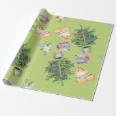 クリスマスツリーおもちゃブーケ焼きオレンジ色のギフト ラッピングペーパー (アンロールド)