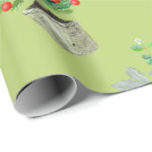 クリスマスツリーおもちゃブーケ焼きオレンジ色のギフト ラッピングペーパー (ロールコーナー)