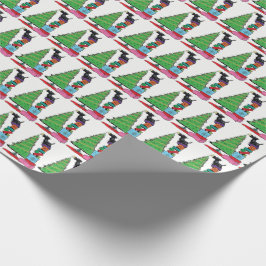 クリスマスツリーおよびスコットランドテリアの包装紙 ラッピングペーパー