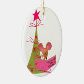 クリスマスツリーおよび読書マウス セラミックオーナメント (右)