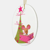 クリスマスツリーおよび読書マウス セラミックオーナメント (左)