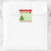 クリスマスツリーからサンタそりトナカイ星 スクエアシール (バッグ)