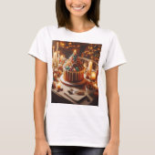 クリスマスツリーが一番上にあるクリスマスケーキ Tシャツ (正面)