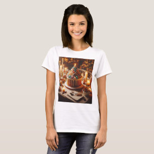 クリスマスツリーが一番上にあるクリスマスケーキ Tシャツ