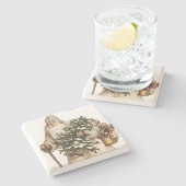 クリスマスツリーが付いているすてきなStニック ストーンコースター (横)