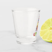 クリスマスツリーが可愛カラフルいおもしろいに点灯おもしろい ショットグラス (左)