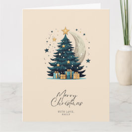 クリスマスツリーが月を飾る カード