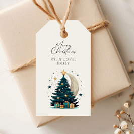 クリスマスツリーが月を飾る ギフトタグ
