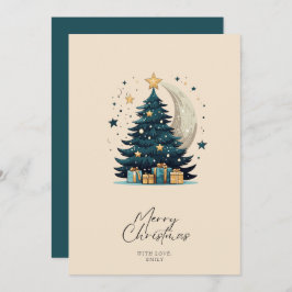 クリスマスツリーが月を飾る シーズンカード